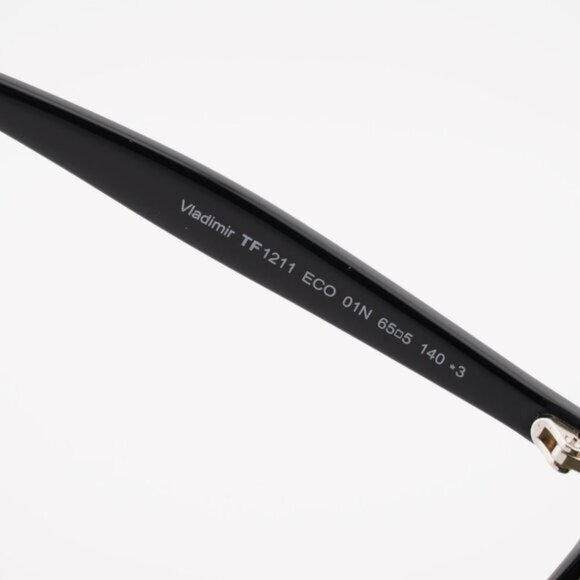 Tom Ford FT1211 01N Vladimir Sunglasses Shiny Black Aviator Frame, Green Lenses main image 12